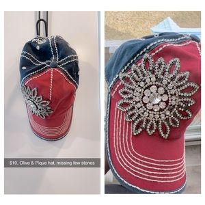 Glam Rhinestone Olive & Pique baseball hat